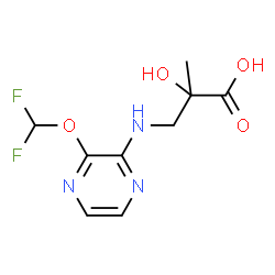 ChemSpider 2D Image | 3-{[3-(Difluoromethoxy)-2-pyrazinyl]amino}-2-hydroxy-2-methylpropanoic acid | C9H11F2N3O4
