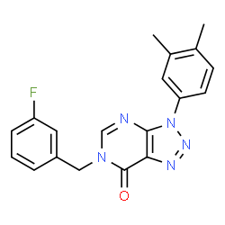 ChemSpider 2D Image | 3-(3,4-Dimethylphenyl)-6-(3-fluorobenzyl)-3,6-dihydro-7H-[1,2,3]triazolo[4,5-d]pyrimidin-7-one | C19H16FN5O