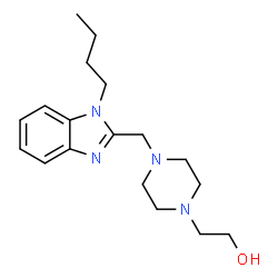ChemSpider 2D Image | 2-{4-[(1-Butyl-1H-benzimidazol-2-yl)methyl]-1-piperazinyl}ethanol | C18H28N4O