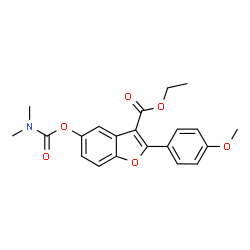 ChemSpider 2D Image | Ethyl 5-[(dimethylcarbamoyl)oxy]-2-(4-methoxyphenyl)-1-benzofuran-3-carboxylate | C21H21NO6