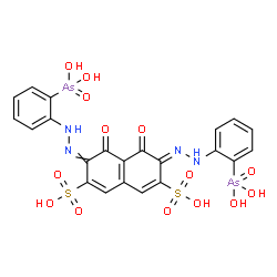 ChemSpider 2D Image | (3Z)-3,6-Bis[(2-arsonophenyl)hydrazono]-4,5-dioxo-3,4,5,6-tetrahydro-2,7-naphthalenedisulfonic acid | C22H18As2N4O14S2