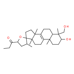 ChemSpider 2D Image | 1-[3-Hydroxy-4-(hydroxymethyl)-3',4,10,13,14-pentamethyl-1,2,3,4,4',5,5',6,7,10,11,12,13,14,15,16-hexadecahydro-3'H-spiro[cyclopenta[a]phenanthrene-17,2'-furan]-5'-yl]-1-propanone (non-preferred name) | C29H46O4
