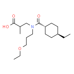 ChemSpider 2D Image | 3-{(3-Ethoxypropyl)[(trans-4-ethylcyclohexyl)carbonyl]amino}-2-methylpropanoic acid | C18H33NO4