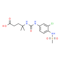 ChemSpider 2D Image | 4-[({3-Chloro-4-[(methylsulfonyl)amino]phenyl}carbamoyl)amino]-4-methylpentanoic acid | C14H20ClN3O5S