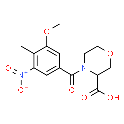 ChemSpider 2D Image | 4-(3-Methoxy-4-methyl-5-nitrobenzoyl)-3-morpholinecarboxylic acid | C14H16N2O7