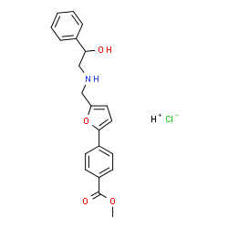 ChemSpider 2D Image | Hydrogen chloride methyl 4-(5-{[(2-hydroxy-2-phenylethyl)amino]methyl}-2-furyl)benzoate (1:1:1) | C21H22ClNO4