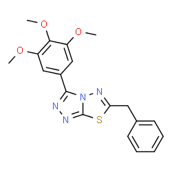ChemSpider 2D Image | 6-Benzyl-3-(3,4,5-trimethoxyphenyl)[1,2,4]triazolo[3,4-b][1,3,4]thiadiazole | C19H18N4O3S