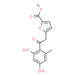 ChemSpider 2D Image | Methyl 5-[2-(2,4-dihydroxy-6-methylphenyl)-2-oxoethyl]-2-furoate | C15H14O6