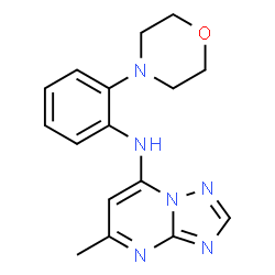 ChemSpider 2D Image | 5-Methyl-N-[2-(4-morpholinyl)phenyl][1,2,4]triazolo[1,5-a]pyrimidin-7-amine | C16H18N6O