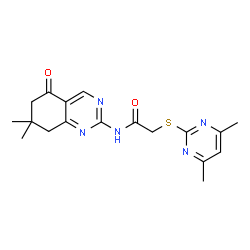 ChemSpider 2D Image | N-(7,7-Dimethyl-5-oxo-5,6,7,8-tetrahydro-2-quinazolinyl)-2-[(4,6-dimethyl-2-pyrimidinyl)sulfanyl]acetamide | C18H21N5O2S