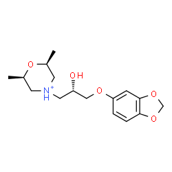 ChemSpider 2D Image | (2R,6S)-4-[(2S)-3-(1,3-Benzodioxol-5-yloxy)-2-hydroxypropyl]-2,6-dimethylmorpholin-4-ium | C16H24NO5