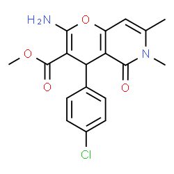ChemSpider 2D Image | Methyl 2-amino-4-(4-chlorophenyl)-6,7-dimethyl-5-oxo-5,6-dihydro-4H-pyrano[3,2-c]pyridine-3-carboxylate | C18H17ClN2O4