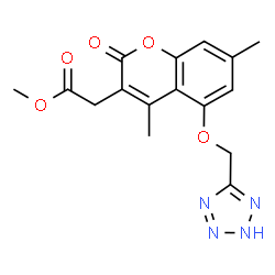 ChemSpider 2D Image | Methyl [4,7-dimethyl-2-oxo-5-(2H-tetrazol-5-ylmethoxy)-2H-chromen-3-yl]acetate | C16H16N4O5