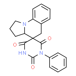 ChemSpider 2D Image | 1-Phenyl-1',2',3',3a'-tetrahydro-2H,5'H-spiro[pyrimidine-5,4'-pyrrolo[1,2-a]quinoline]-2,4,6(1H,3H)-trione | C21H19N3O3