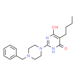 ChemSpider 2D Image | 2-(4-Benzyl-1-piperazinyl)-5-butyl-6-hydroxy-4(3H)-pyrimidinone | C19H26N4O2