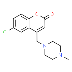 ChemSpider 2D Image | 6-Chloro-4-[(4-methyl-1-piperazinyl)methyl]-2H-chromen-2-one | C15H17ClN2O2