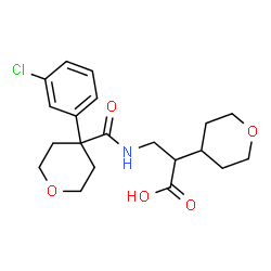 ChemSpider 2D Image | 3-({[4-(3-Chlorophenyl)tetrahydro-2H-pyran-4-yl]carbonyl}amino)-2-(tetrahydro-2H-pyran-4-yl)propanoic acid | C20H26ClNO5