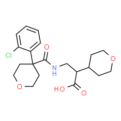 ChemSpider 2D Image | 3-({[4-(2-Chlorophenyl)tetrahydro-2H-pyran-4-yl]carbonyl}amino)-2-(tetrahydro-2H-pyran-4-yl)propanoic acid | C20H26ClNO5
