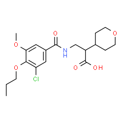 ChemSpider 2D Image | 3-[(3-Chloro-5-methoxy-4-propoxybenzoyl)amino]-2-(tetrahydro-2H-pyran-4-yl)propanoic acid | C19H26ClNO6