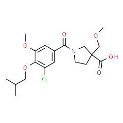 ChemSpider 2D Image | 1-(3-Chloro-4-isobutoxy-5-methoxybenzoyl)-3-(methoxymethyl)-3-pyrrolidinecarboxylic acid | C19H26ClNO6