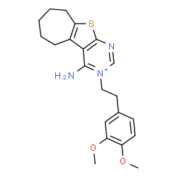 ChemSpider 2D Image | 4-Amino-3-[2-(3,4-dimethoxyphenyl)ethyl]-6,7,8,9-tetrahydro-5H-cyclohepta[4,5]thieno[2,3-d]pyrimidin-3-ium | C21H26N3O2S