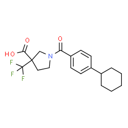 ChemSpider 2D Image | 1-(4-Cyclohexylbenzoyl)-3-(trifluoromethyl)-3-pyrrolidinecarboxylic acid | C19H22F3NO3