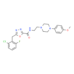 ChemSpider 2D Image | 5-(2-Chloro-6-fluorobenzyl)-N-{2-[4-(4-methoxyphenyl)-1-piperazinyl]ethyl}-1,3,4-oxadiazole-2-carboxamide | C23H25ClFN5O3