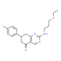 ChemSpider 2D Image | 2-[(3-Ethoxypropyl)amino]-7-(4-methylphenyl)-7,8-dihydro-5(6H)-quinazolinone | C20H25N3O2