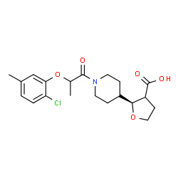 ChemSpider 2D Image | (2S)-2-{1-[2-(2-Chloro-5-methylphenoxy)propanoyl]-4-piperidinyl}tetrahydro-3-furancarboxylic acid | C20H26ClNO5