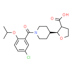 ChemSpider 2D Image | (2S)-2-[1-(5-Chloro-2-isopropoxybenzoyl)-4-piperidinyl]tetrahydro-3-furancarboxylic acid | C20H26ClNO5