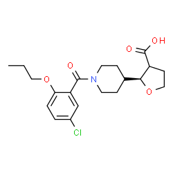 ChemSpider 2D Image | (2S)-2-[1-(5-Chloro-2-propoxybenzoyl)-4-piperidinyl]tetrahydro-3-furancarboxylic acid | C20H26ClNO5