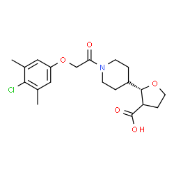 ChemSpider 2D Image | (2S)-2-{1-[(4-Chloro-3,5-dimethylphenoxy)acetyl]-4-piperidinyl}tetrahydro-3-furancarboxylic acid | C20H26ClNO5