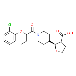 ChemSpider 2D Image | (2S)-2-{1-[2-(2-Chlorophenoxy)butanoyl]-4-piperidinyl}tetrahydro-3-furancarboxylic acid | C20H26ClNO5