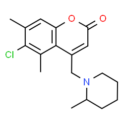 ChemSpider 2D Image | 6-Chloro-5,7-dimethyl-4-[(2-methyl-1-piperidinyl)methyl]-2H-chromen-2-one | C18H22ClNO2