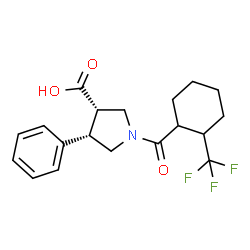 ChemSpider 2D Image | (3S,4S)-4-Phenyl-1-{[2-(trifluoromethyl)cyclohexyl]carbonyl}-3-pyrrolidinecarboxylic acid | C19H22F3NO3