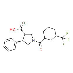 ChemSpider 2D Image | (3S,4S)-4-Phenyl-1-{[3-(trifluoromethyl)cyclohexyl]carbonyl}-3-pyrrolidinecarboxylic acid | C19H22F3NO3