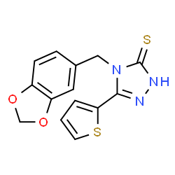 ChemSpider 2D Image | 4-(2H-1,3-benzodioxol-5-ylmethyl)-5-(thiophen-2-yl)-2H-1,2,4-triazole-3-thione | C14H11N3O2S2