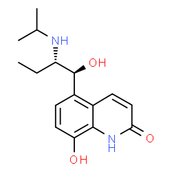 ChemSpider 2D Image | 8-Hydroxy-5-[(1S,2S)-1-hydroxy-2-(isopropylamino)butyl]-2(1H)-quinolinone | C16H22N2O3