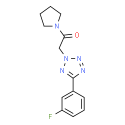 ChemSpider 2D Image | 2-[5-(3-Fluorophenyl)-2H-tetrazol-2-yl]-1-(1-pyrrolidinyl)ethanone | C13H14FN5O