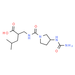 ChemSpider 2D Image | 2-[({[3-(Carbamoylamino)-1-pyrrolidinyl]carbonyl}amino)methyl]-4-methylpentanoic acid | C13H24N4O4