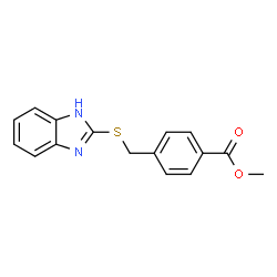 ChemSpider 2D Image | Methyl 4-[(1H-benzimidazol-2-ylsulfanyl)methyl]benzoate | C16H14N2O2S