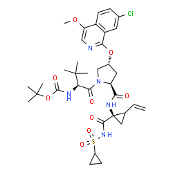 ChemSpider 2D Image | 3-Methyl-N-{[(2-methyl-2-propanyl)oxy]carbonyl}-L-valyl-(4R)-4-[(7-chloro-4-methoxy-1-isoquinolinyl)oxy]-N-{(1R)-1-[(cyclopropylsulfonyl)carbamoyl]-2-vinylcyclopropyl}-L-prolinamide | C35H46ClN5O9S