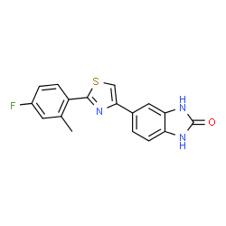 ChemSpider 2D Image | 5-[2-(4-Fluoro-2-methylphenyl)-1,3-thiazol-4-yl]-1,3-dihydro-2H-benzimidazol-2-one | C17H12FN3OS