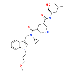 ChemSpider 2D Image | (3R,5S)-N-Cyclopropyl-N'-[(2R)-1-hydroxy-4-methyl-2-pentanyl]-N-{[1-(3-methoxypropyl)-1H-indol-3-yl]methyl}-3,5-piperidinedicarboxamide | C29H44N4O4