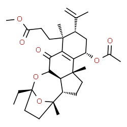 ChemSpider 2D Image | Methyl 3-[(1S,2S,5R,7S,9S,10S,14S,17R)-7-acetoxy-17-ethyl-9-isopropenyl-1,5,10-trimethyl-12-oxo-16,20-dioxapentacyclo[15.2.1.0~2,14~.0~5,14~.0~6,11~]icos-6(11)-en-10-yl]propanoate | C32H46O7