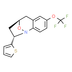 ChemSpider 2D Image | (9R,11S)-11-(2-Thienyl)-5-(trifluoromethoxy)-12-oxa-1-azatricyclo[7.2.1.0~2,7~]dodeca-2,4,6-triene | C15H12F3NO2S