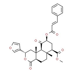 ChemSpider 2D Image | Methyl (2S,4aR,6aR,7R,9S,10aS,10bR)-2-(3-furyl)-6a,10b-dimethyl-4,10-dioxo-9-{[(2E)-3-phenyl-2-propenoyl]oxy}dodecahydro-2H-benzo[f]isochromene-7-carboxylate | C30H32O8