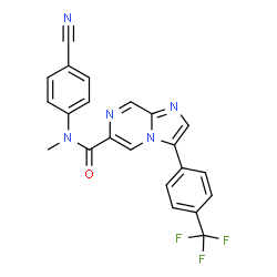 ChemSpider 2D Image | N-(4-Cyanophenyl)-N-methyl-3-[4-(trifluoromethyl)phenyl]imidazo[1,2-a]pyrazine-6-carboxamide | C22H14F3N5O