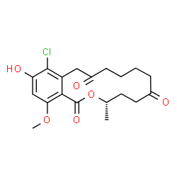 ChemSpider 2D Image | (3S)-13-Chloro-14-hydroxy-16-methoxy-3-methyl-4,5,7,8,9,10-hexahydro-1H-2-benzoxacyclotetradecine-1,6,11(3H,12H)-trione | C19H23ClO6