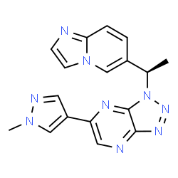 ChemSpider 2D Image | 1-[(1R)-1-Imidazo[1,2-a]pyridin-6-ylethyl]-6-(1-methyl-1H-pyrazol-4-yl)-1H-1,2,3-triazolo[4,5-b]pyrazine | C17H15N9